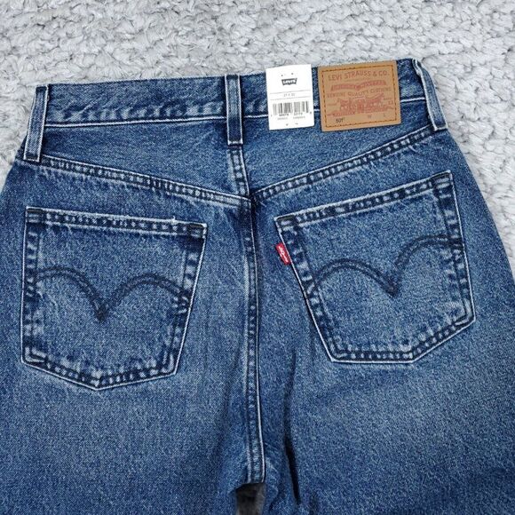 Levi's Premium 501 Original Dark Wash Blue Ripped Distressed Size 27x30 Revolve - Picture 4 of 12